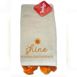 Boho Desert Southwest SHINE Embroidered Tassels Hand Bath Towel